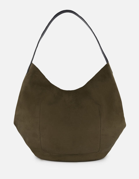 Bolso hobo de textil color verde para mujer con asa en charol