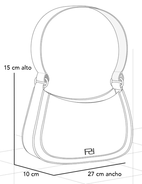 Bolso de hombro beige para mujer con charm metálico y doble compartimento