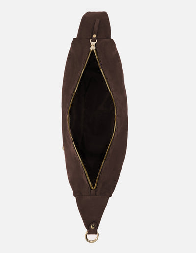 Bolso hobo de textil color Caoba para mujer con asa en charol