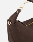 Bolso hobo de textil color Caoba para mujer con asa en charol