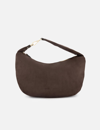 Bolso hobo de textil color Caoba para mujer con asa en charol