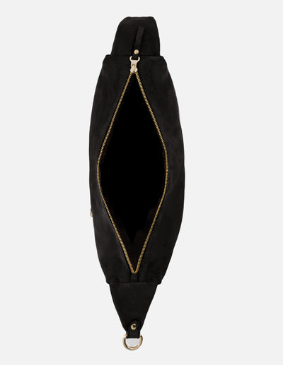 Bolso hobo de textil color negro para mujer con correa en charol