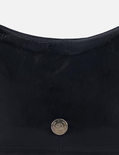 Bolso de hombro de charol color azul para mujer