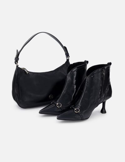 Bolso de hombro de charol color azul para mujer
