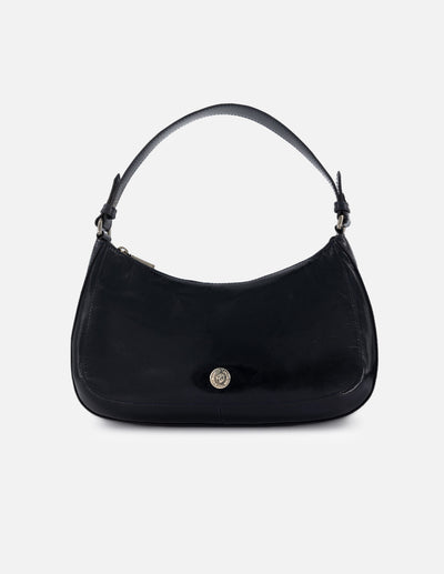 Bolso de hombro de charol color azul para mujer