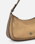 Bolso de hombro de piel metalizada color dorado para mujer