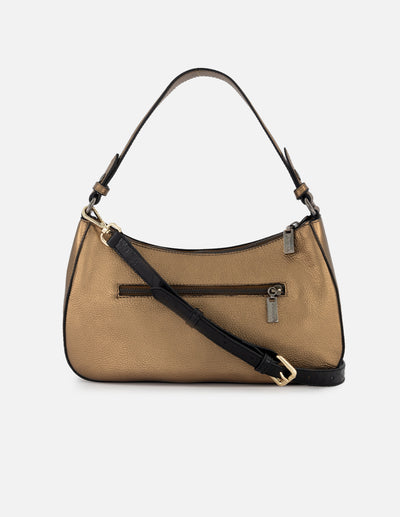 Bolso de hombro de piel metalizada color dorado para mujer