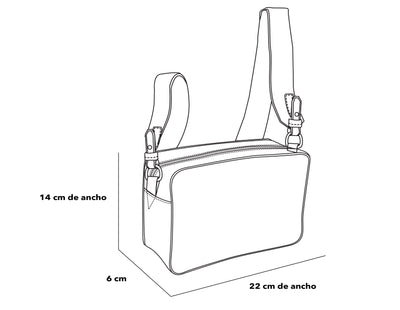Bandolera de piel color negro para mujer con detalles en color níquel