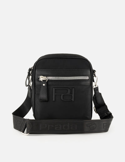 Bandolera en textil color negro para hombre