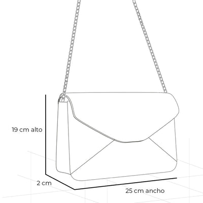 Clutch de piel metalizada para mujer color bronce con cadena desmontable