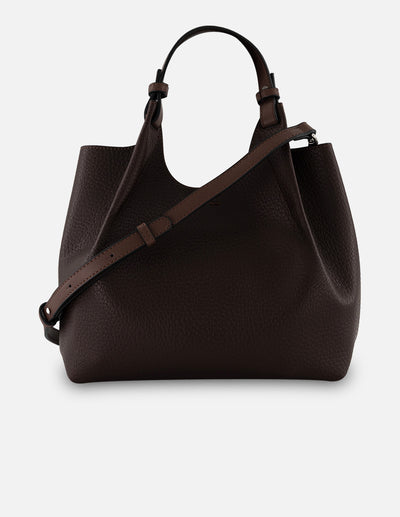 Bolso de mano de piel vegana para mujer color marrón  con detalle Pd