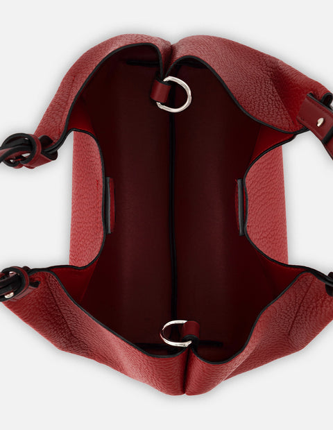 Bolso de mano de piel vegana para mujer color rojo con detalle Pd