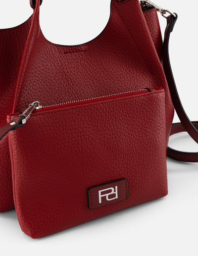 Bolso de mano de piel vegana para mujer color rojo con detalle Pd