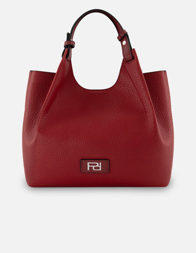 Bolso de mano de piel vegana para mujer color rojo con detalle Pd