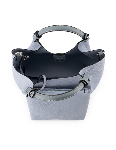 Bolso de mano de piel vegana para mujer color azul con detalle Pd