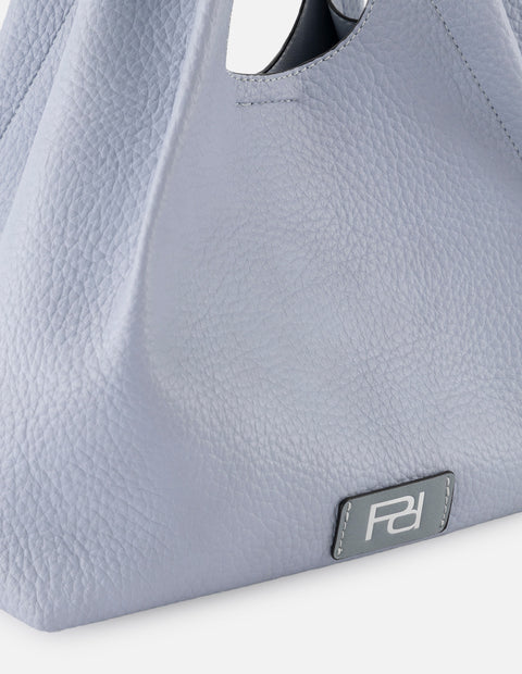Bolso de mano de piel vegana para mujer color azul con detalle Pd