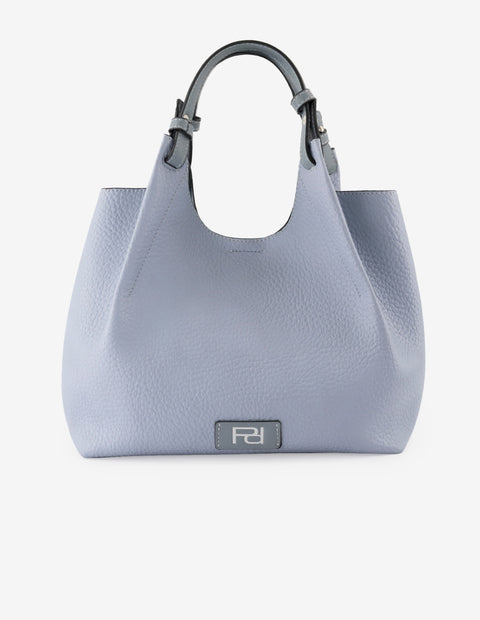 Bolso de mano de piel vegana para mujer color azul con detalle Pd