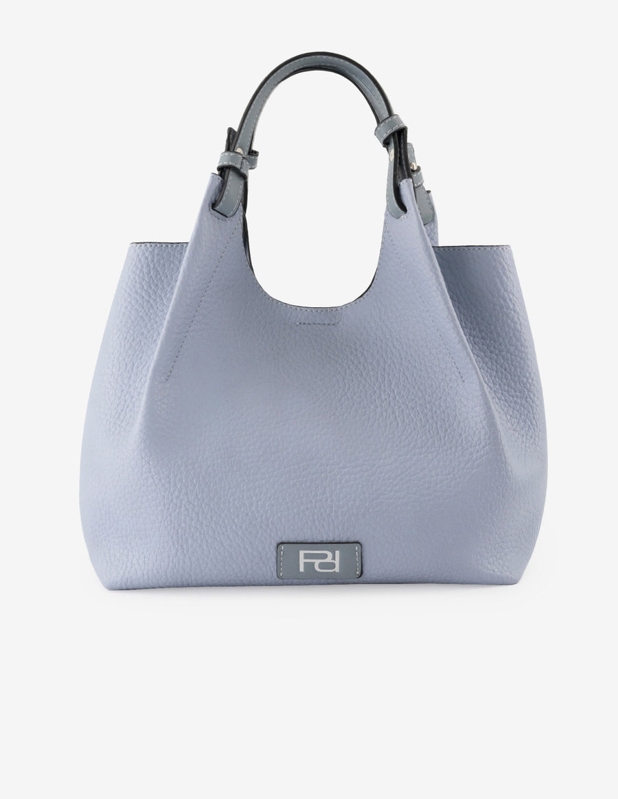 Bolso de mano de piel vegana para mujer color azul con detalle Pd
