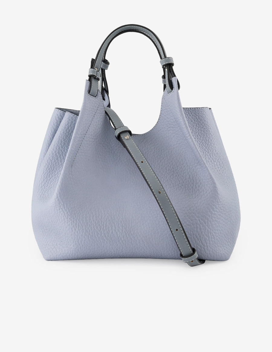 Bolso de mano de piel vegana para mujer color azul con detalle Pd