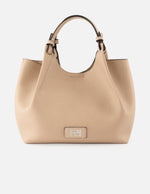 Bolso de mano de piel vegana para mujer color hueso con detalle Pd