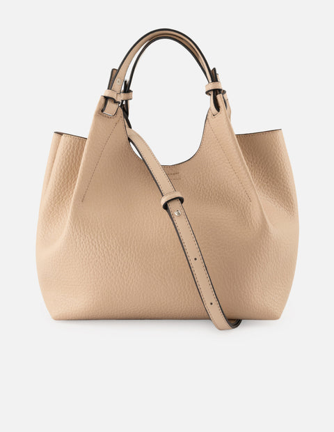 Bolso de mano de piel vegana para mujer color hueso con detalle Pd