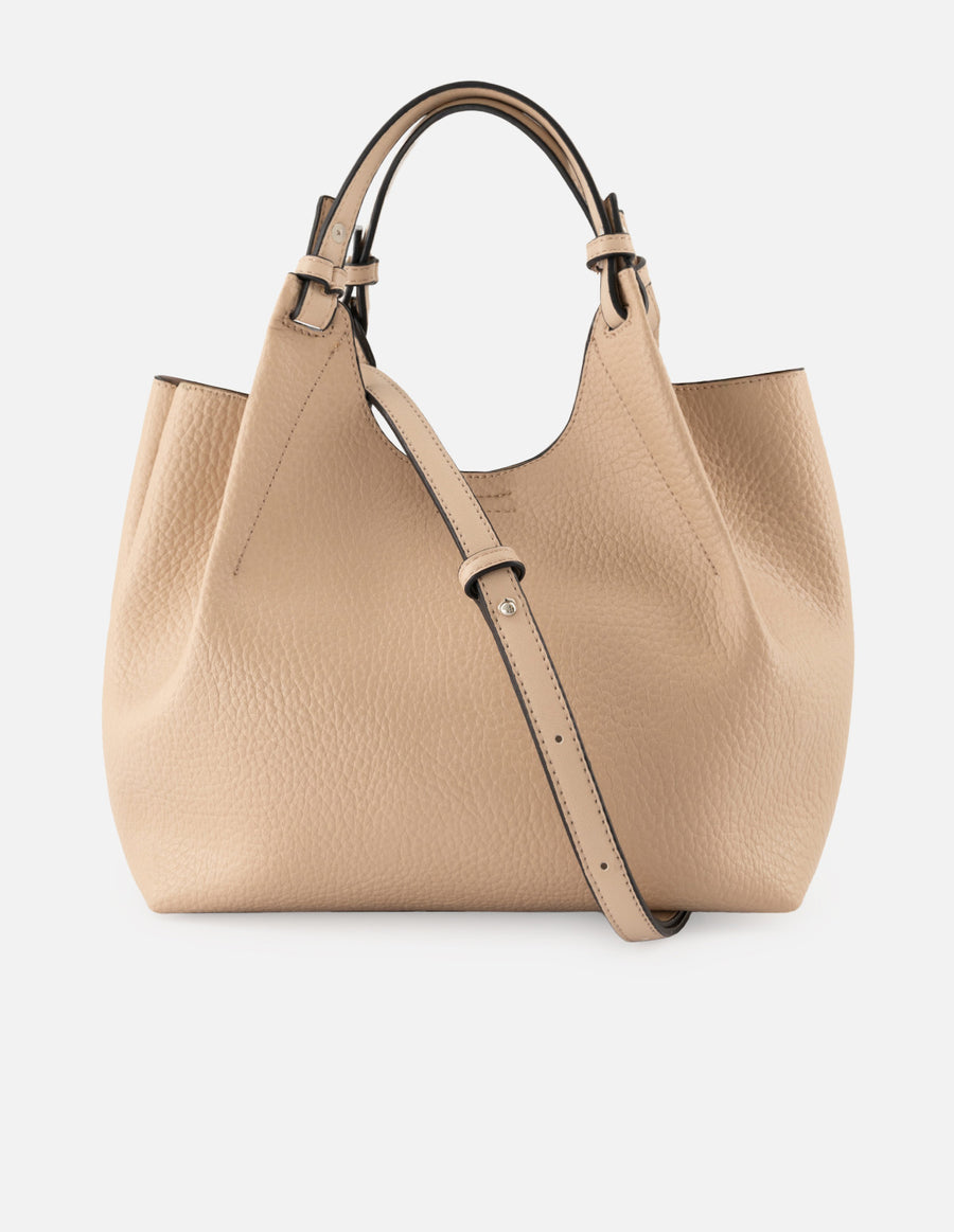 Bolso de mano de piel vegana para mujer color hueso con detalle Pd