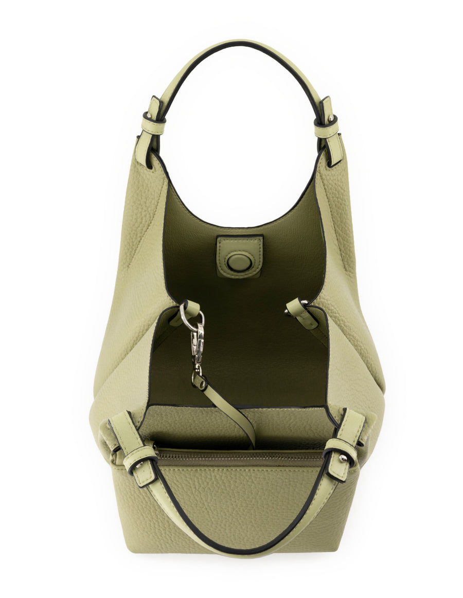 Bolso de mano de piel vegana para mujer color verde con detalle Pd