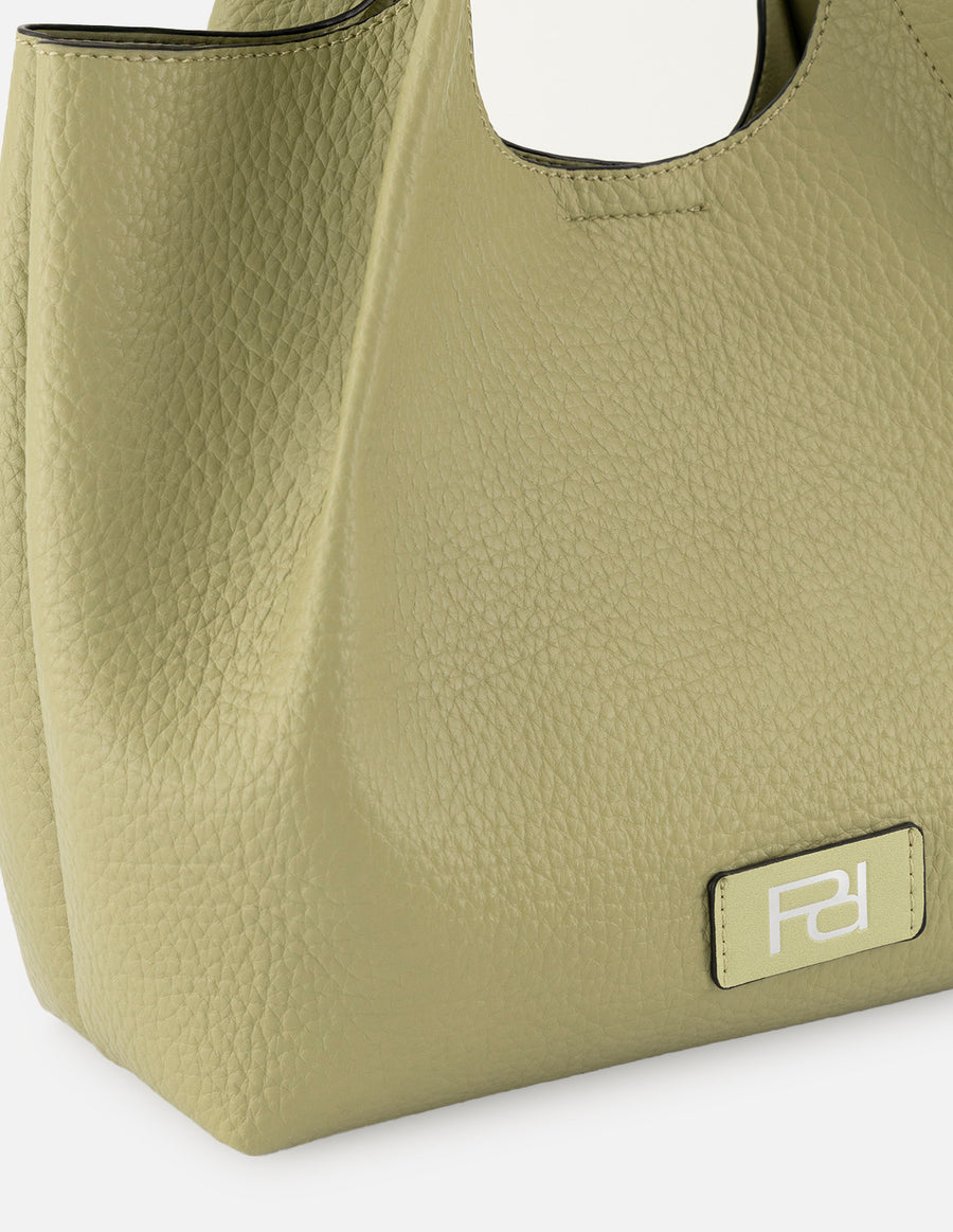 Bolso de mano de piel vegana para mujer color verde con detalle Pd