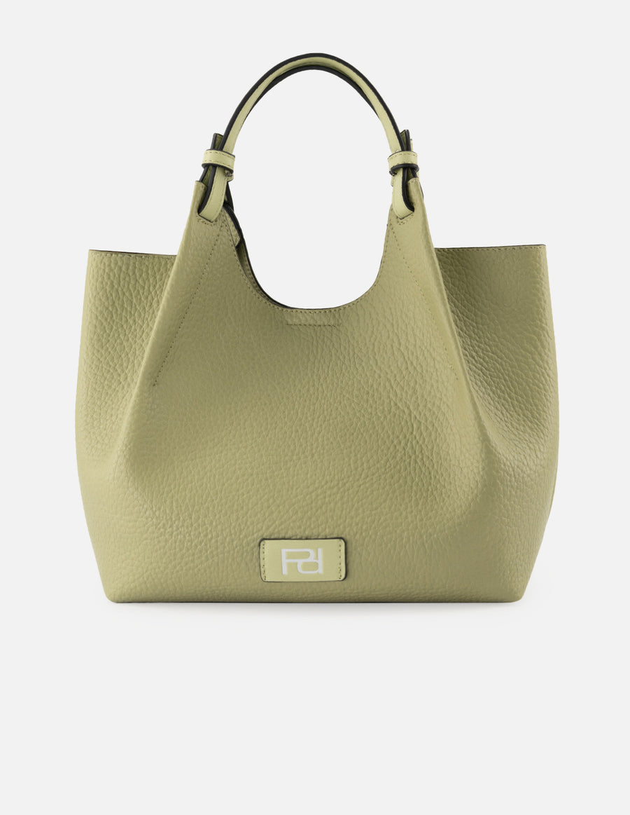 Bolso de mano de piel vegana para mujer color verde con detalle Pd