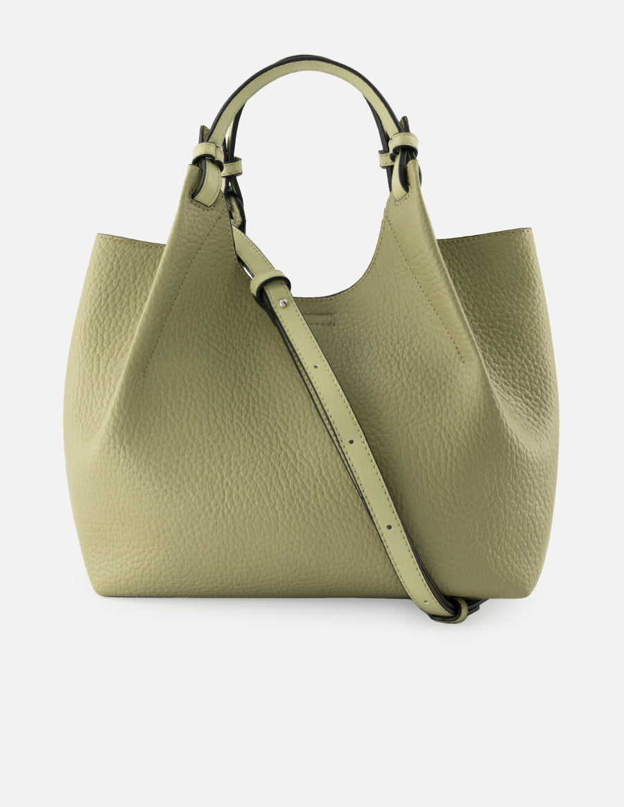 Bolso de mano de piel vegana para mujer color verde con detalle Pd