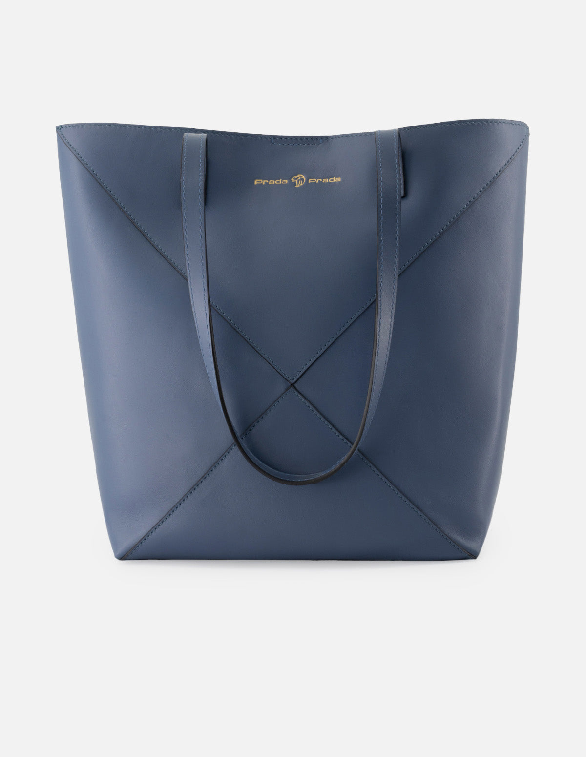 Bolso shopper de piel para mujer color azul con detalles asimétricos