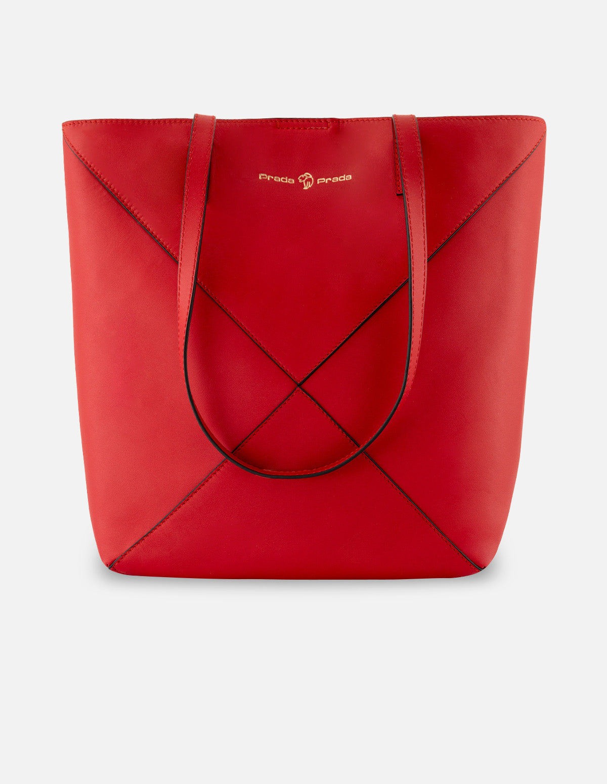 Bolso shopper de piel para mujer color rojo con detalles asimétricos