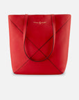 Bolso shopper de piel para mujer color rojo con detalles asimétricos