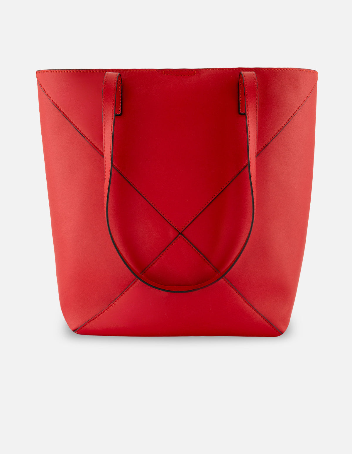 Bolso shopper de piel para mujer color rojo con detalles asimétricos