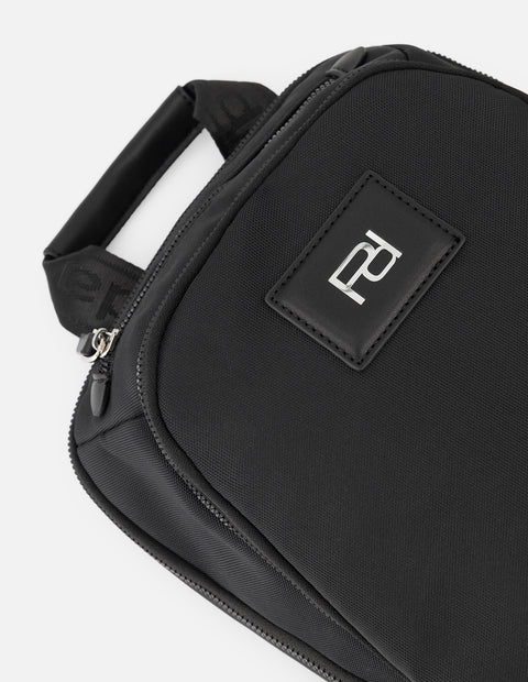 Mochila de nylon color negro unisex con detalle Pd