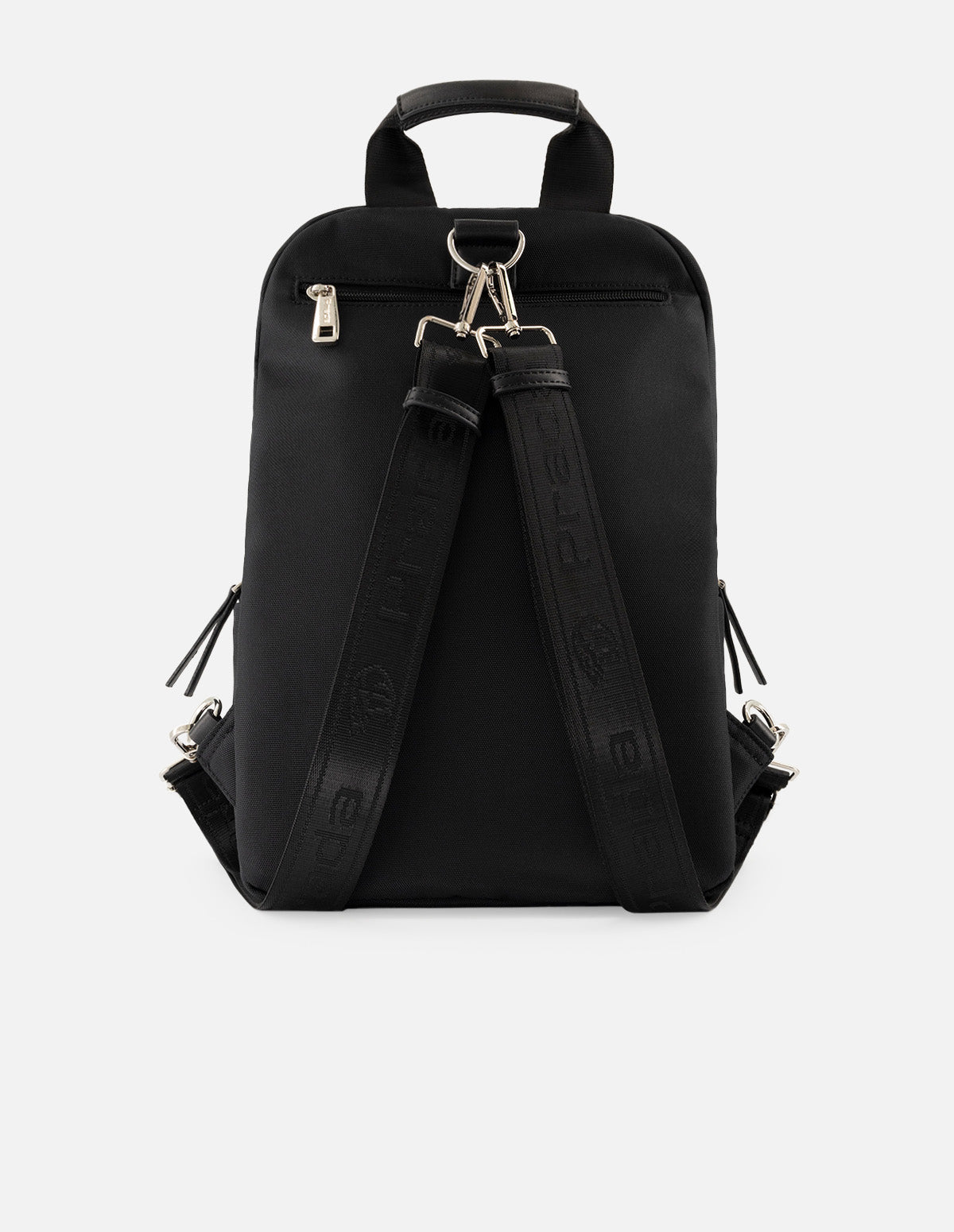 Mochila de nylon color negro unisex con detalle Pd