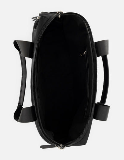 Bolso bowling de nylon color negro unisex con detalle Pd