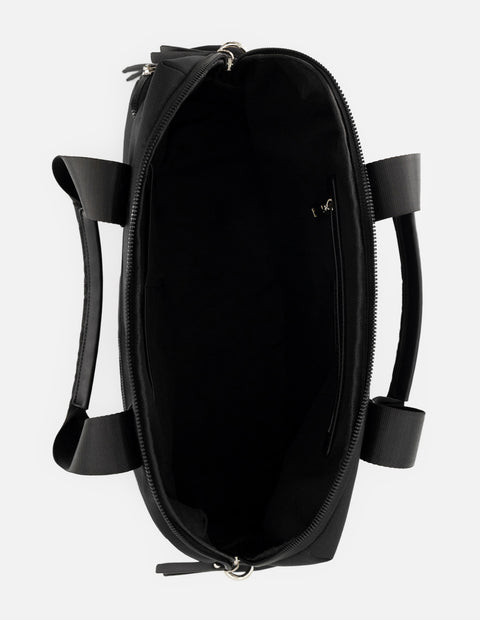 Bolso bowling de nylon color negro unisex con detalle Pd