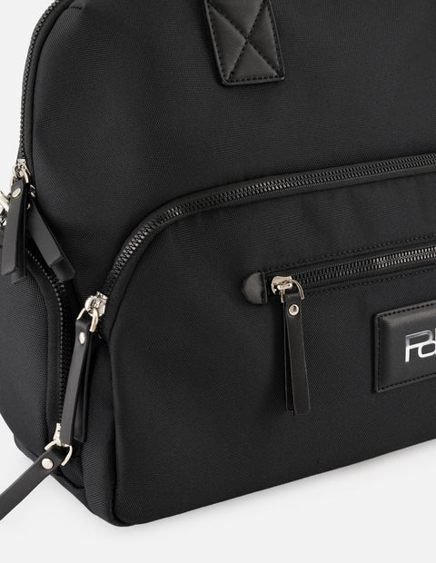 Bolso bowling de nylon color negro unisex con detalle Pd