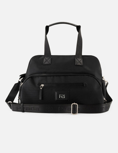Bolso bowling de nylon color negro unisex con detalle Pd