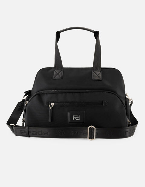 Bolso bowling de nylon color negro unisex con detalle Pd