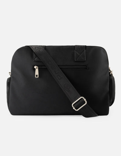 Bolso bowling de nylon color negro unisex con detalle Pd