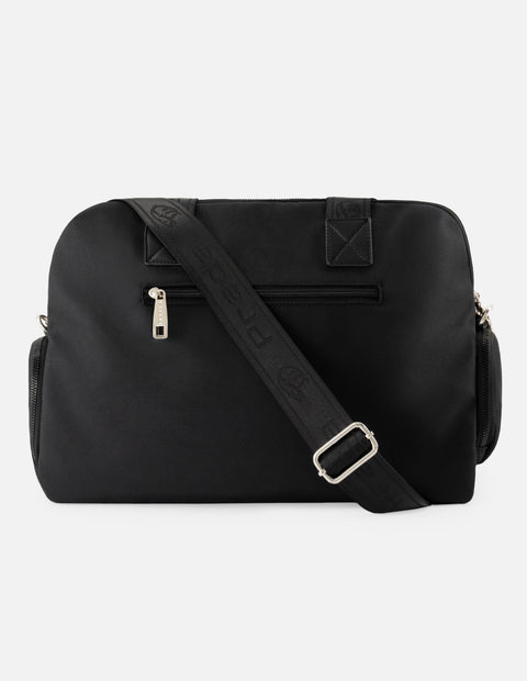 Bolso bowling de nylon color negro unisex con detalle Pd