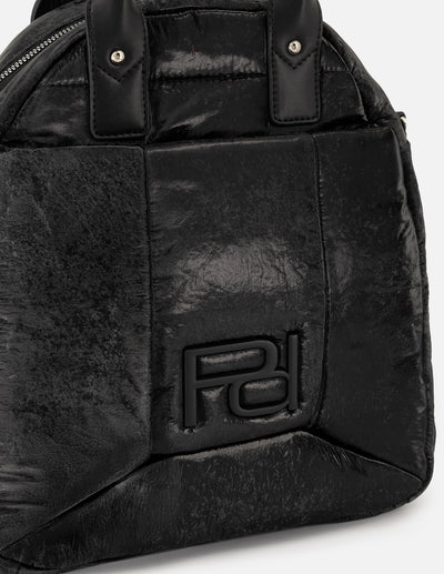 Mochila negra nylon de mujer multifuncional capitonada