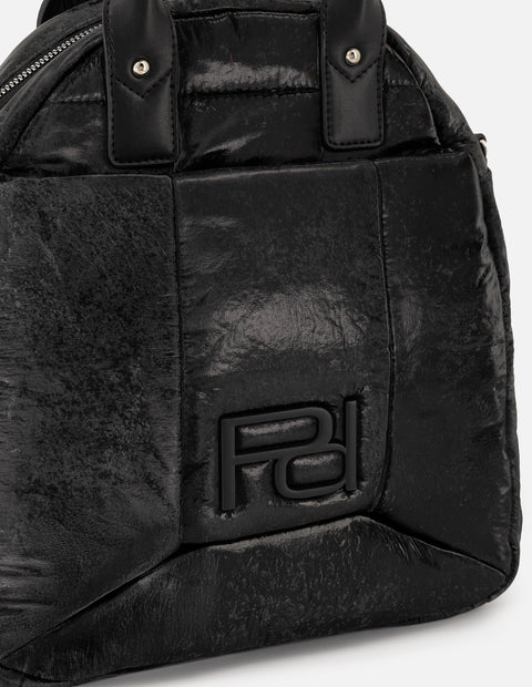Mochila negra nylon de mujer multifuncional capitonada