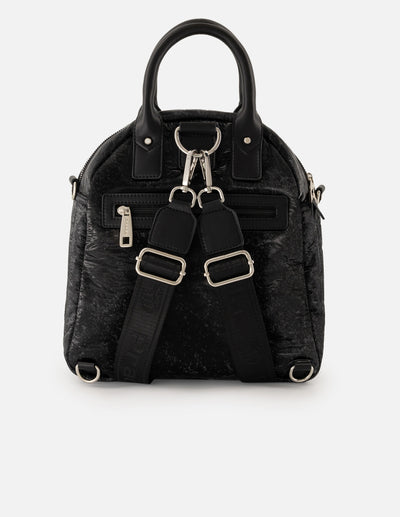Mochila negra nylon de mujer multifuncional capitonada