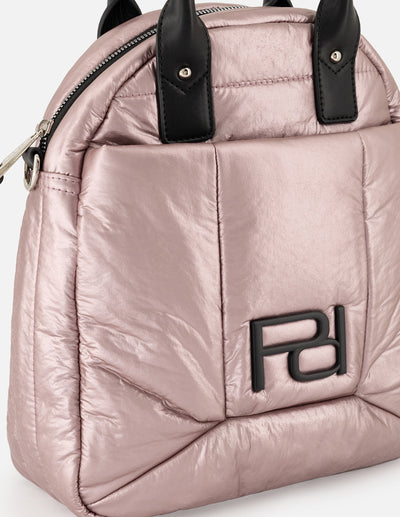 Mochila rosa nylon de mujer multifuncional capitonada