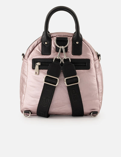 Mochila rosa nylon de mujer multifuncional capitonada