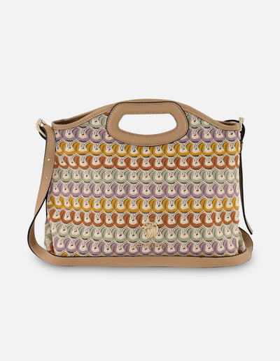 Bolso multicolor en textil para mujer con tejido crochet