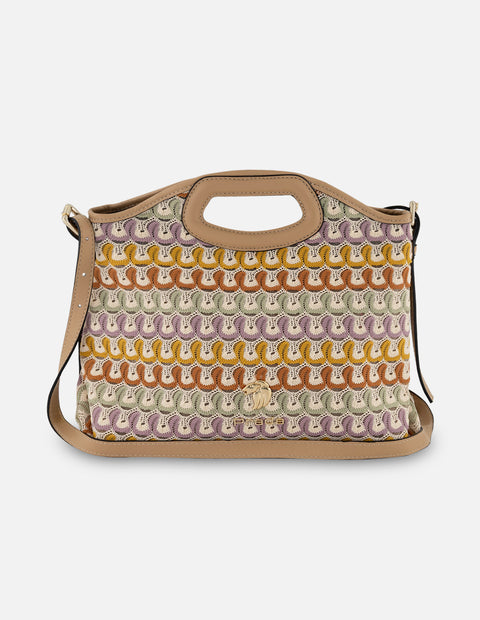 Bolso multicolor en textil para mujer con tejido crochet